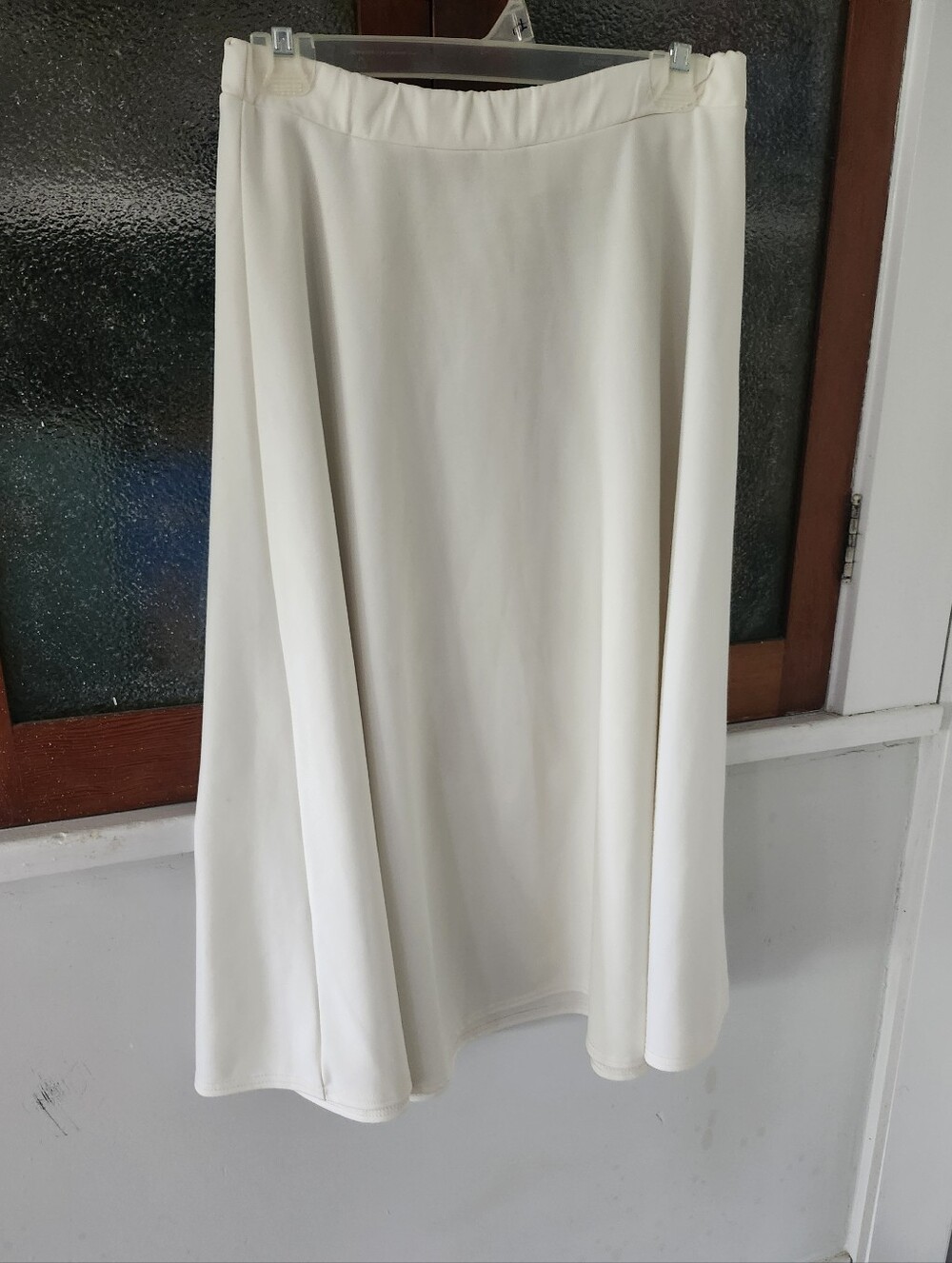 Vintage Cream Satin Midi Skirt | Bias Cut Silk-Feel Slip Skirt | Elegant Neutral